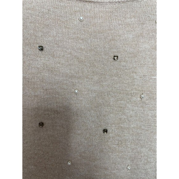 Ann Taylor LOFT XS Sweater Brown Beaded Pearl Pullover Long Sleeve Crewneck - Picture 5 of 11